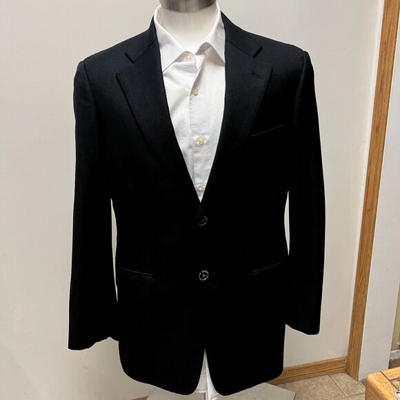 John W Nordstrom Mens Sport Coat 40S Solid Navy Blue Loro Piana Four Season 120s